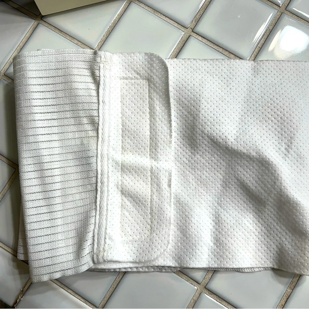 M/L postpartum belly band white with Velcro and elastic band